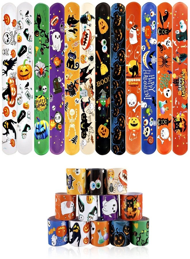 JDSTY 48 PCS Halloween Slap Bracelets Toys for Kids Girls Boys Party Favors Treat Bags Gifts - Image 1